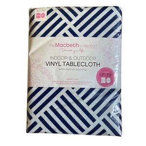 Margaret Joseph Indoor Outdoor Blue Chevron Modern Tablecloth